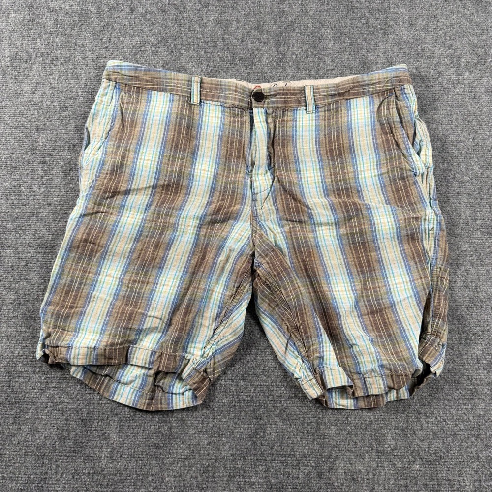 Tommy Bahama Shorts Mens 38 Blue Plaid Linen Tencel Casual Island Weekend